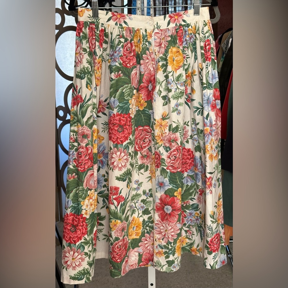 Vintage Floral Cottagecore Midi Skirt Garden Party Avon 15/16 - Picture 2 of 6